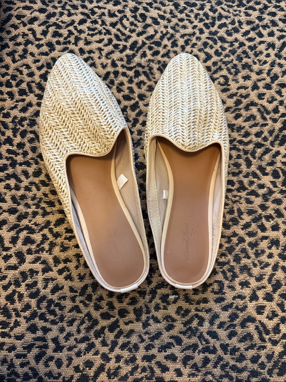 Universal Thread Woven Slip-On Mules in Natural Beige